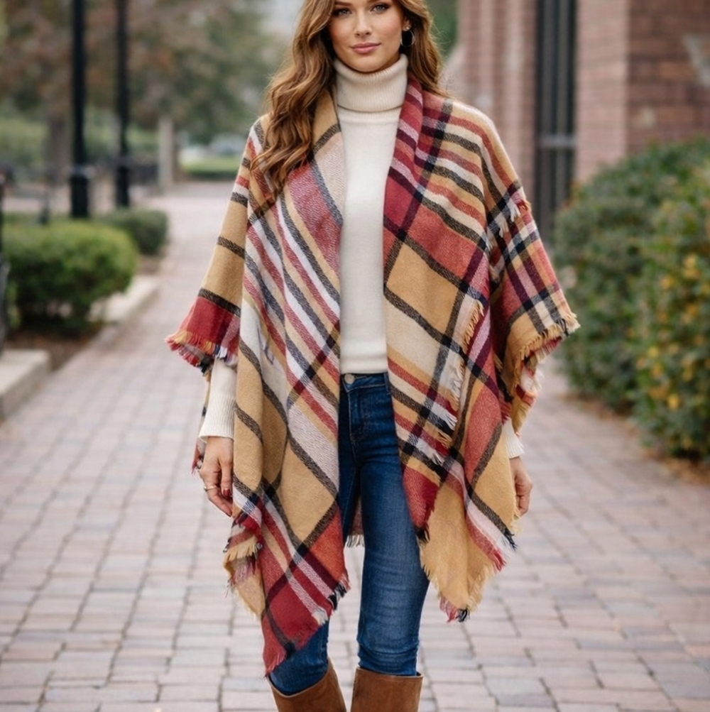 Plaid Pashmina NWOT